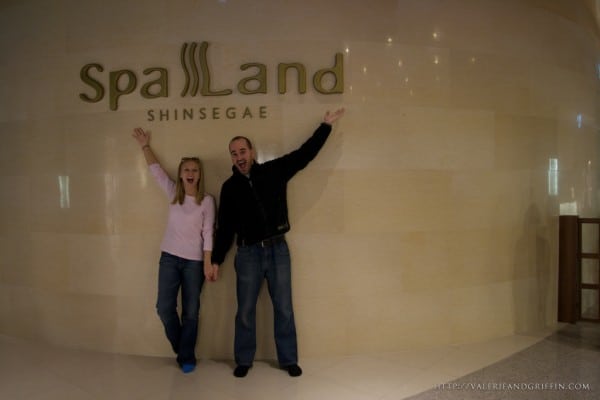 Valerie and Griffin at the entrance to the amazing Spa Land! This place is amazing!!